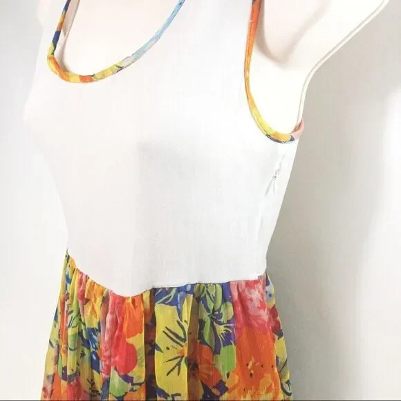 Blue Plate Floral Open Back Tank Dress Sz M - Picture 3 of 10